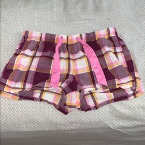old navy purple and yellow plaid sleep shorts